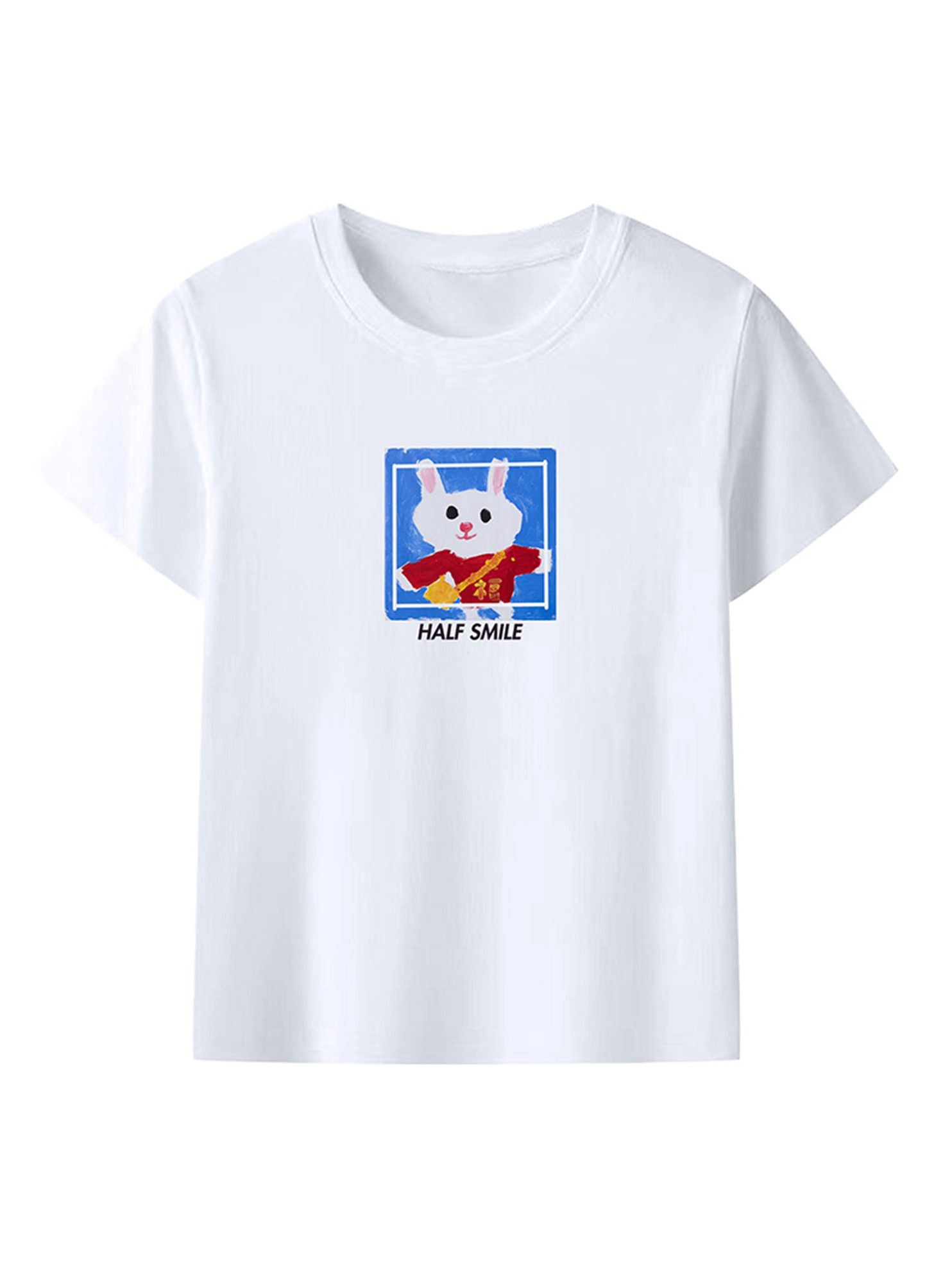 Bunny Print Unisex White T-Shirt